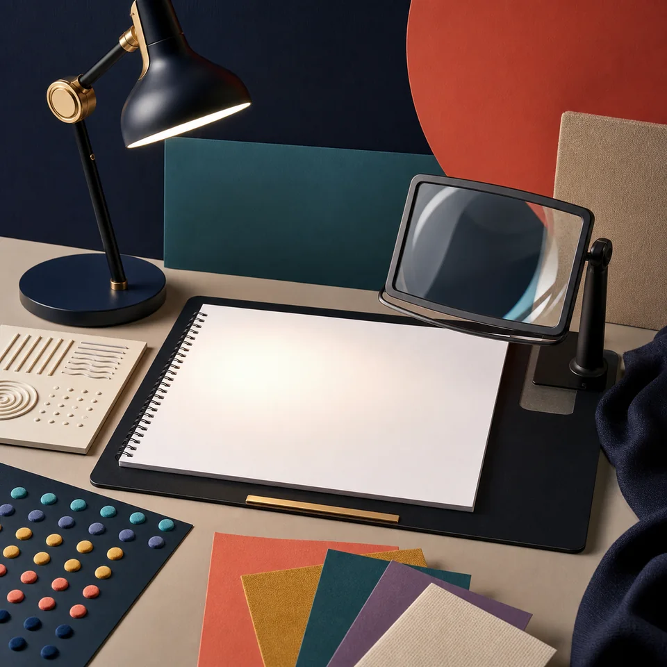 Abstract high-contrast shapes and magnified details representing visual accessibility